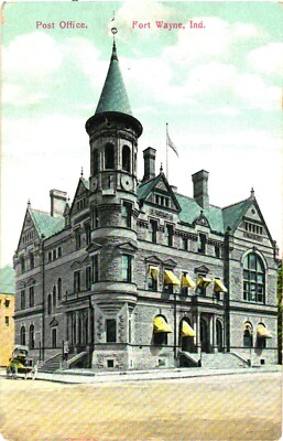 #ad Fort Wayne Indiana Post Office Building Postcard $19.99