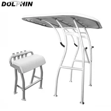 Dolphin Pro3 Heavy Duty Boat T Top Hard Top White + 40in L Cushion Leaning Post
