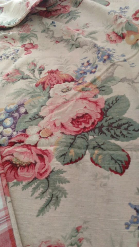 BUFANDA VENTANA GRANDE CHAPS-2 TELAS-PERGAMINO Y CUADROS-TELA ALGODÓN 252" LARGO Foto 2 de 4