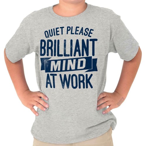 Quiet Please Brilliant Autistic Mind At Work Youth Crewneck T Shirts Boy or Girl - Picture 8 of 10