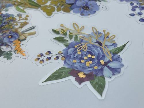 Vinyle floral fleurs bleues x 20 autocollants PAS de répétition cadeau cool - Photo 9/11