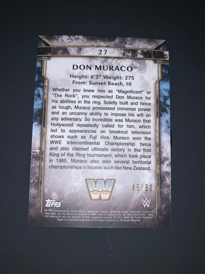 Topps 2017 WWE Legends Don Muraco Card # 27 Numbered 45/50. - Image 4 of 4