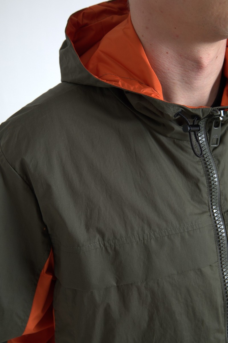 DOLCE & GABBANA Jacket Green Orange Hooded Cotton Full Zip IT58