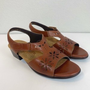 SAS Sunburst Heeled Floral Cutout Open Toe Sandals Womens 9.5 Chestnut Brown | eBay