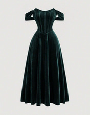 Shein Womens Dark Green Off Shoulder Dress Size M