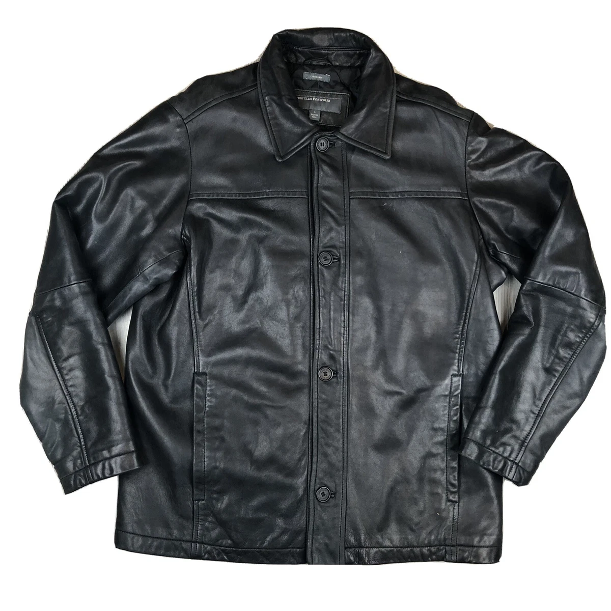 Perry ellis lambskin shop leather jacket
