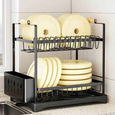 Yellow Dish Drainer Rack Dish Drying Rack For Kitchen Counter