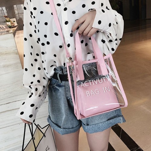 Summer Beach PVC Transparent Crossbody Bags Handbags Shoulder Bags Jelly Bag - Picture 12 of 16