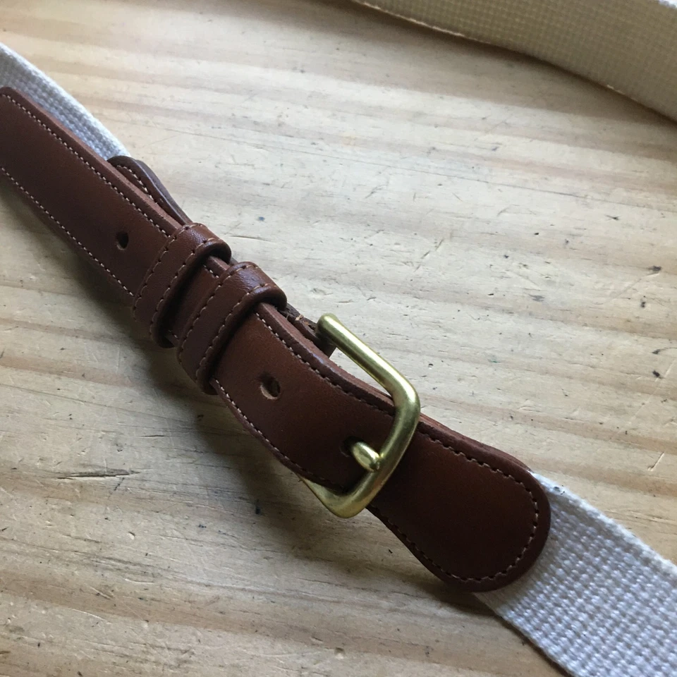 Cinturón Coach Vintage Lona Blanco Cuero Marrón Deco Lino Natural 3815 Talla 38 1"W Foto 2 de 4