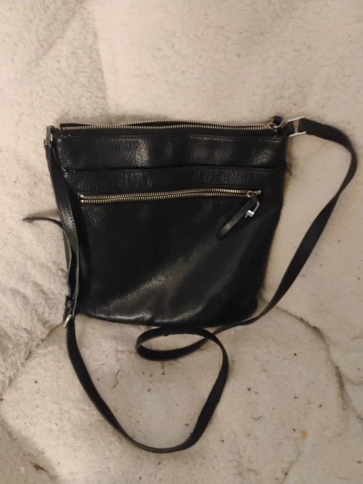 HALOGEN Negro Guijarro Cuero Bandolera Bolso de Mano Suave Delgado 10x10” Nordstrom  Foto 2 de 4