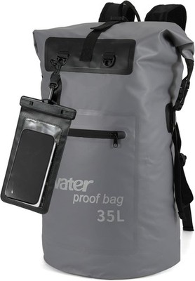 WELDUN Outdoor 35L wasserdichter Dry Bag Rucksack zum Schwimmen Wandern + Tasche. Grau