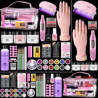 Nail Kit for Beginners with Everything: Practice Hand Acrylic Nail Set Pink