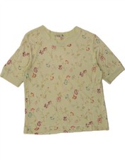 Maglione maglione donna collo barca MARELLA UK 16 grande verde floreale CT06