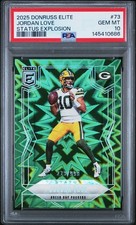 Jordan Love 2025 Panini Donruss Elite - #73 Status Explosion /999 POP 1 PSA 10
