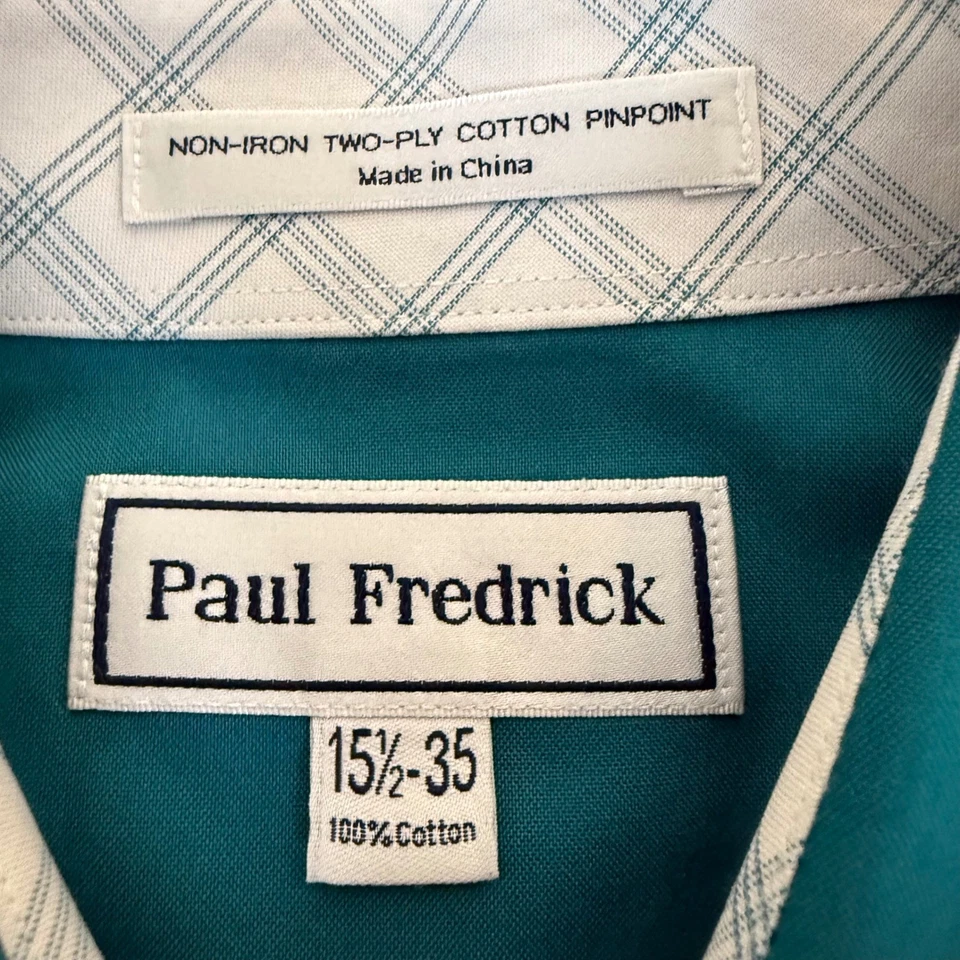 Lote de 2 camisas de vestir Paul Fredrick algodón de dos capas sin planchar 15 1/2-35 Foto 2 de 4