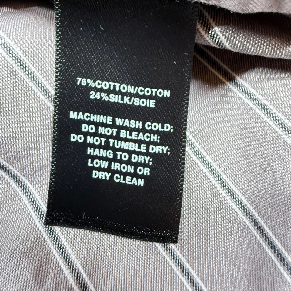 Lafayette 148 Shirt Women's Medium Gray Striped Button Career Office Silk Blend - Image 4 of 4