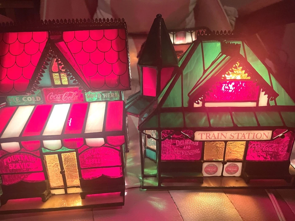 1997 Coca Cola Franklin новом витраж АЗС настольная лампа коллекционный - Изображение 2 из 3