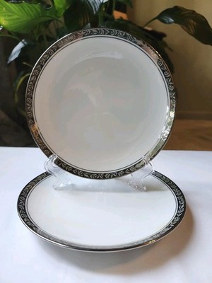 Noritake Silvester #6340 Japan   2 Bread Plates 6 3/8'' Platinum Trim