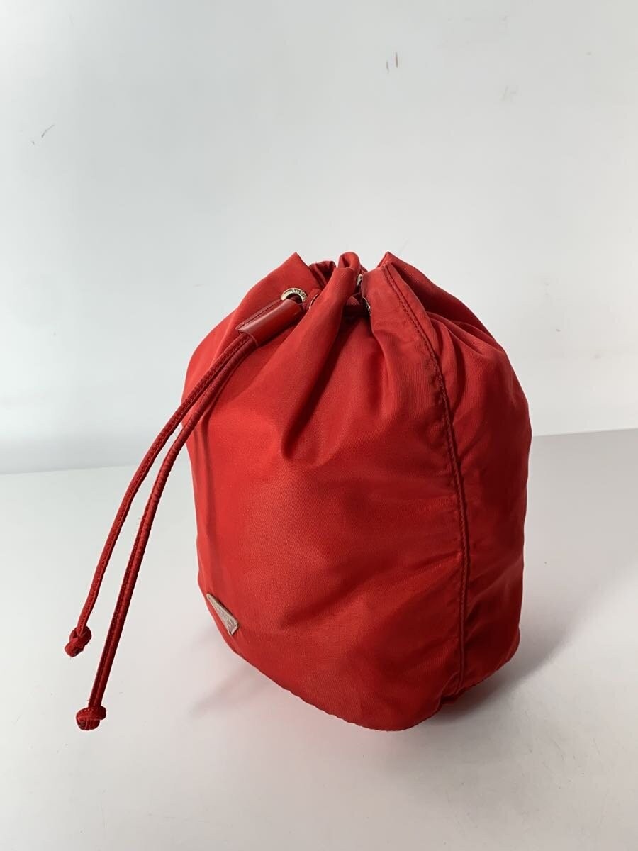 PRADA Triangular Logo Drawstring Pouch Nylon RED … - image 2