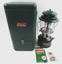 1968 Coleman 220F Dual Mantle Gas Lantern w/ Green Guillotine Hard Case