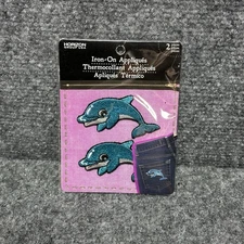 Horizon Group USA Dolphin Patch It Up! 2 Pcs Embroidered Iron Patch (2.5”) NEW!