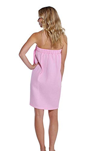 Lightweight Knee Length Waffle Robes For Women Spa Bath Waffle Large Pink - Picture 7 of 7