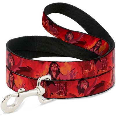 Dog Leash Simba Scar Battle Scene Fiery Red WIDE 1.5'' (US IMPORT)
