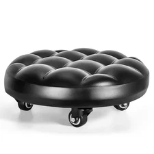 FLOLXNB Low Height Rolling Stool with 360°Swivel Caster, Low Roller Seat Chai...