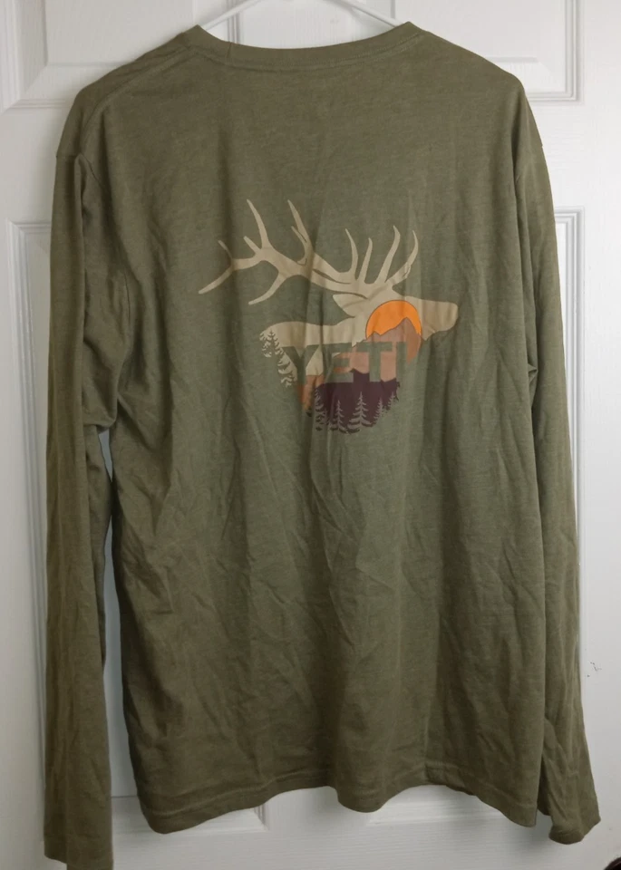 Camiseta Yeti Para Hombre Sunrise Alce Manga Larga Brezo Verde Oliva Talla L Foto 2 de 3