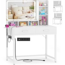 Small Vanity Desk, Vanity Desk with Mirror and Lights, Makeup Vanity Desks wi...