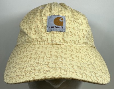 CARHARTT Hat Yellow Strapback Hard At Work 1889 Cap Workwear All Over
