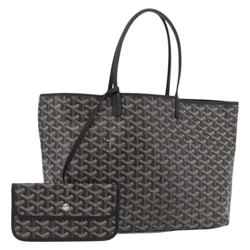 GOYARD Saint Louis PM Tote Bag PVC Canvas Black Silver Auth ep14359SAV