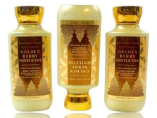 (Lot of 3) Bath & Body Works "Golden Berry Mistletoe" Nourishing Body Lotion 8oz