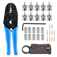 1Set BNC Crimp Tool, Rotary Coaxial Cable Stripper for RG58 with 10pcs BNC Pl...