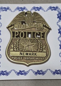 1988 Vintage Junior Newark Police Department Badge With I. D. Card NOS