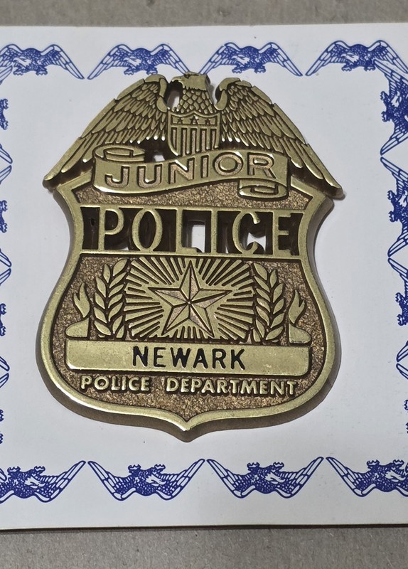 1988 Vintage Junior Newark Police Department Badge With I. D. Card NOS