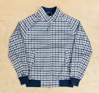 AQUASCUTUM Active Archival Club Check Harrington Jacket Beige Aqua Plus