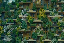 Expo Arte. Paesaggio NAIF su tela. IL CONDOMINIO VERDE. 60 X 40 cm.