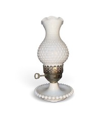 Vintage Fenton Hobnail Milk Glass Oil Lamp co...
