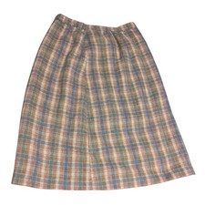 Vintage Plaid Wool Pencil Skirt Midi 70s