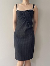 vintage dolce & gabbana navy draped pinstripe bustier corset dress Size IT 40