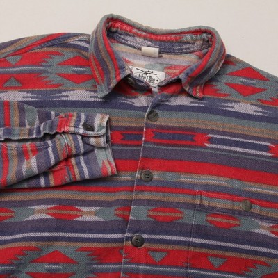 John F. Gee Men's Aztec Southwest Flannel Shirt Long Sleeve Button Down L
