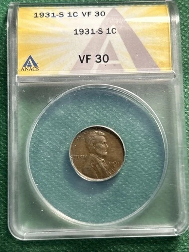 1931 S 1C Lincoln Wheat Cent ANACS VF 30 Very Fine FREE Shipping