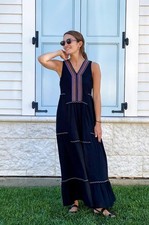 Secret Language Callie Tank Dress Black Rainbow Boho / Women's Medium