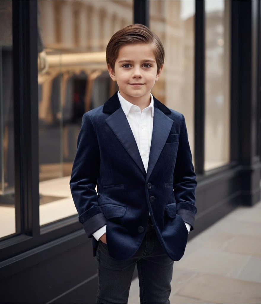 Blazer Velours Bleu Marine Janie And Jack Taille 3T - Neuf Sans étiquettes, Parfait Fête Occasion