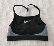 ​Nike Girls Youth Medium Black Gray Seamless Dri-FIT Racerback Sports Bra