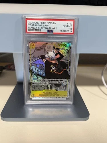 2025 ONE PIECE OP10-ROYAL BLOOD MANGA ALTERNATE ART #119 TRAFALGAR LAW PSA 10