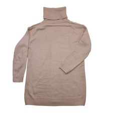 SHEIN Womens Beige XS Long Sleeve Knit Turtleneck Sweater Dress Mini