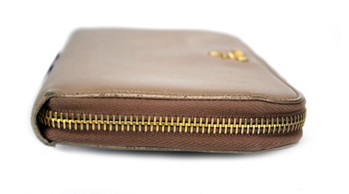 PRADA Milano Light Brown Leather Zip Around Long Wallet Purse Women's Used Italy - Picture 6 of 19