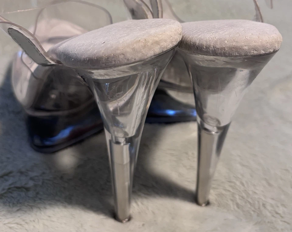 Zapatos de tacón de aguja de plataforma transparente de plástico Ellie Bella Lucite talla 6 Foto 3 de 4